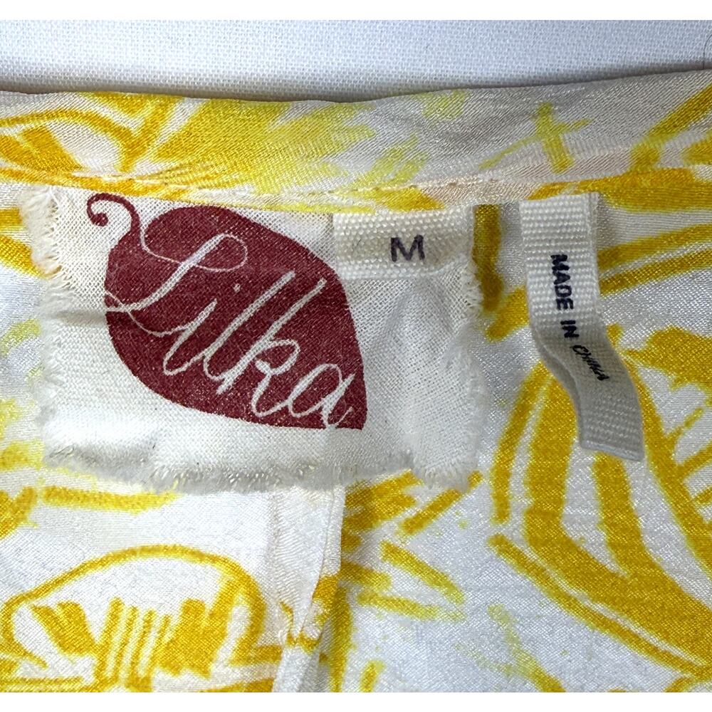 Anthropologie Lilka Nadiya kaftan dress Sz M bright yellow tropical floral print - Picture 9 of 11